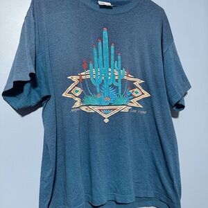 Single stitch 1992 vintage Las Vegas Blue Graphic T-Shirt cactus southwestern